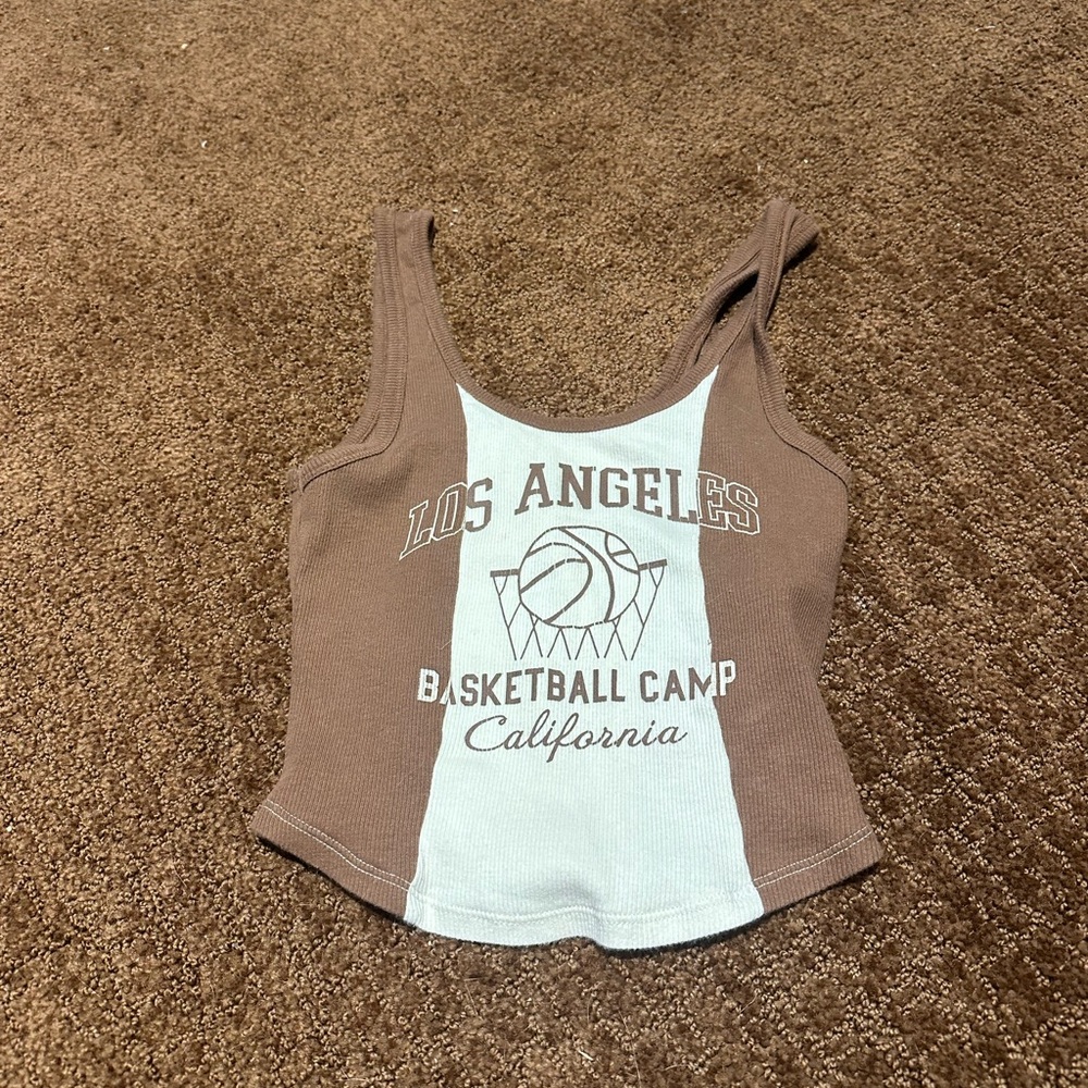 Hollister Brown and White Tank Top